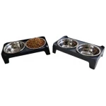 Plato doble de acero inoxidable con soporte ajustable en altura